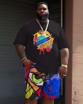 Street Casual Colorful Graffiti Print Large Men's Suit